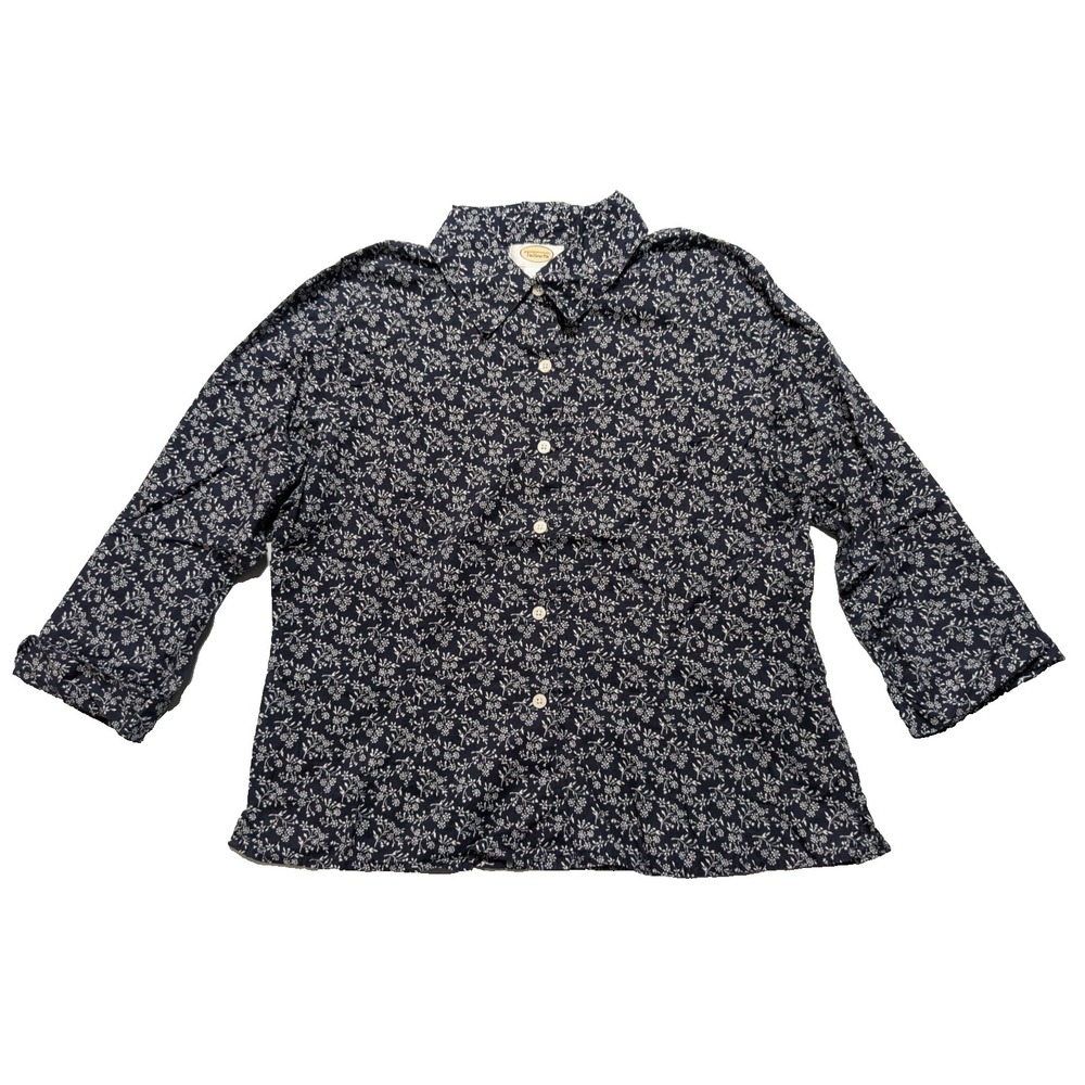 Talbots Blue Floral Shirt - Women Medium Long Sleeve‎ Button